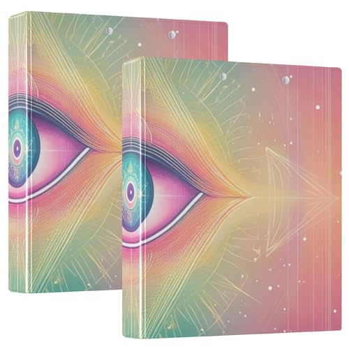 Anpassbare 3-Ring-Binder, 3,8 cm, mystische Tarot-Augen, astrologische Augen mit Klemmbrett, 1/2 Packung Ordner, Schulbedarf, 200 Blatt, 2 Stück von EtherSpher