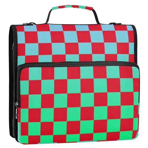 Buffalo Plaid Karo Rot Grün Farbverlauf 3 Ringe 3,8 cm Organizer Ordner mit Gurt leicht zu tragen Dokumentenmappe Organizer geeignet für Mittelschule Cartera con cremallera von EtherSpher