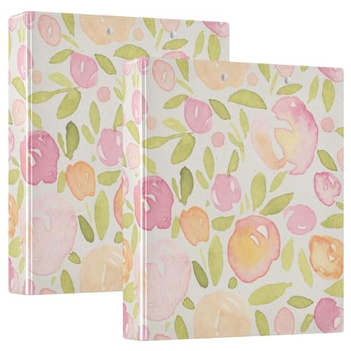 Drei-Ring-Binder 3,5 cm Pfirsichfrisches Blumenmuster mit Klemmbrett 1/2 Stück Schulbedarf Binder Hardcover 2 Stück von EtherSpher