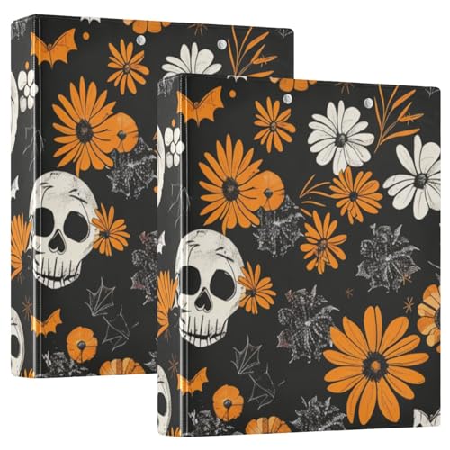 Drei-Ringbuch 1 und 1/2 Zoll Blumen mit Halloween-Elementen mit Klemmbrett 1/2 Pack Schulhefter Hardcover 2 Stück von EtherSpher