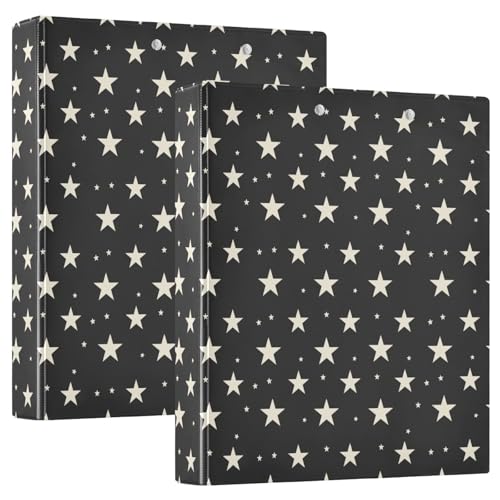 Drei-Ringbuch 3,8 cm, schwarze und weiße Sterne mit Tascheneinband, 1/2er-Pack, für Briefgröße (27,9 x 21,6 cm), Hardcover, 2 Stück von EtherSpher