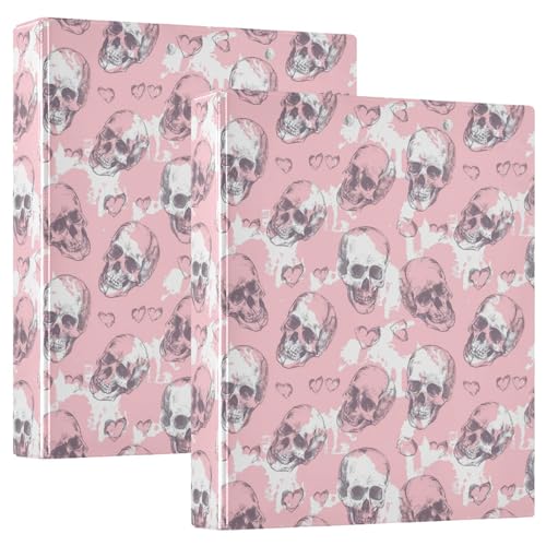 Drei-Ringbuch 3,8 cm Valentinstag Pfirsich Herz Totenkopf mit Taschen 1/2 Pack Schulhefter 200 Blatt 2 Stück von EtherSpher