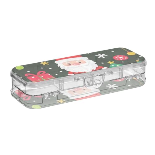 EtherSpher Cartoon-Etui mit niedlichem Weihnachtsmann-Design, transparent, aus Kunststoff, doppelstöckig, für Kinder, mit Deckel EtherSpher Cartoon-Etui mit niedlichem Weihnachtsmann-Design, transparent, aus Kunststoff, doppelstöckig, für Kinder, mit Deckel von EtherSpher