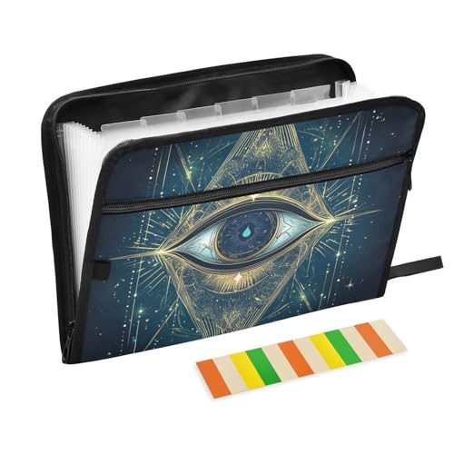 Mystic Tarot Astrologische Augen Aktenordner, erweiterbar, 13 Fächer, A4, Briefformat, Aktenhalter mit Reißverschluss, für Business von EtherSpher