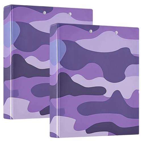 Notizbuch mit 3 Ringen, 3,5 cm, modernes violettes Camouflage-Dekor mit Klemmbrett, 1/2 Stück, für Briefgröße (27,9 x 21,6 cm), Hardcover, 2 Stück von EtherSpher