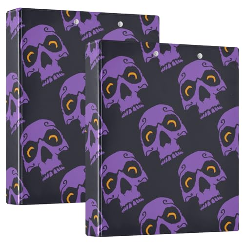 Notizbuch mit drei Ringen, 2,5 cm und 1,27 cm, Halloween, violetter Totenkopf mit Klemmbrett, 1/2 Stück für Briefgröße (27,9 x 21,6 cm), Hardcover, 2 Stück von EtherSpher