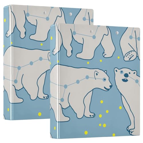 Notizbuch mit drei Ringen, 3,8 cm, Ursa Moll, Eisbär mit Klemmbrett, 1/2 Packungen, Ordner für die Schule, Hardcover, 2 Stück von EtherSpher