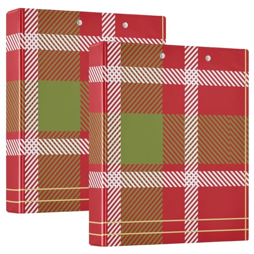 Notizbuch mit drei Ringen, 3,8 cm, rot und grün, Weihnachtsmuster mit Klemmbrett, 1/2 Packung, Schulbedarf, Ordner, 200 Blatt, 2 Stück von EtherSpher