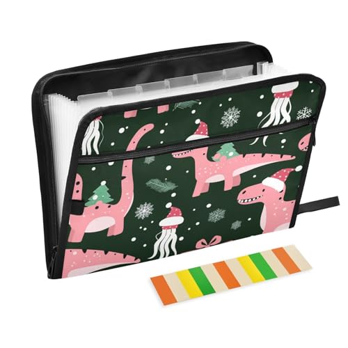 Personalisierbare Dokumentenmappe mit weihnachtlichem Pfirsich-Dinosaurier-Quallen, erweiterbar, 13 Fächer, A4, Briefformat, Organizer mit Taschen mit Reißverschluss, erweiterbare Datei für von EtherSpher