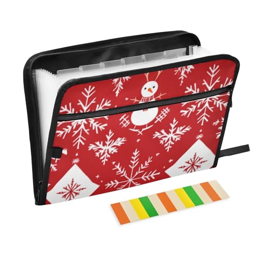 Personalisierbarer Dokumenten-Organizer mit weihnachtlichen Schneeflocken, erweiterbar, 13 Fächer, A4, Briefformat, Organizer mit Taschen mit Reißverschluss, Organizer mit Tasche für Business von EtherSpher