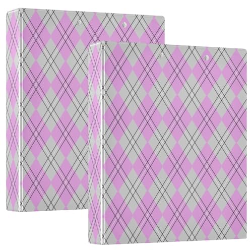 Ringbuch mit drei Ringen, 3,5 cm, violettes Schachbrett mit Taschen, 1/2er-Pack, Schulbedarf, Hardcover, 2 Stück von EtherSpher