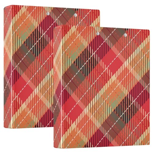 Ringbuch mit runden Ringen, 3,5 cm, Rot und Grün, Weihnachtsmuster mit Taschen, 1/2er-Pack, Schulordner, Hardcover, 2 Stück von EtherSpher