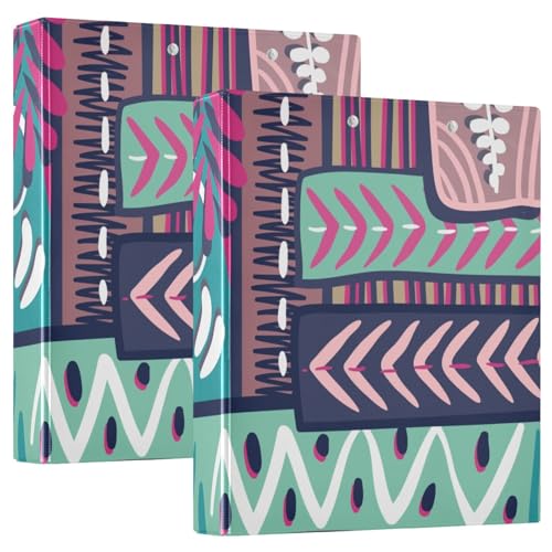 Runde Ringbinder, 3,5 cm, Tribal-Boho-Stil, bunt, mit Klemmbrett, 1/2 Packung Ordner, Schulbedarf, Ordner, 200 Blatt, 2 Stück von EtherSpher