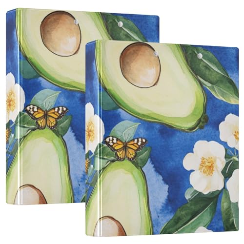 Runde Ringbücher, 3,5 cm, lustige Avocado-Fruchte, Königsblau, mit Klemmbrett, 1/2 Packung für Briefgröße (27,9 x 21,6 cm), 200 Blatt, 2 Stück von EtherSpher