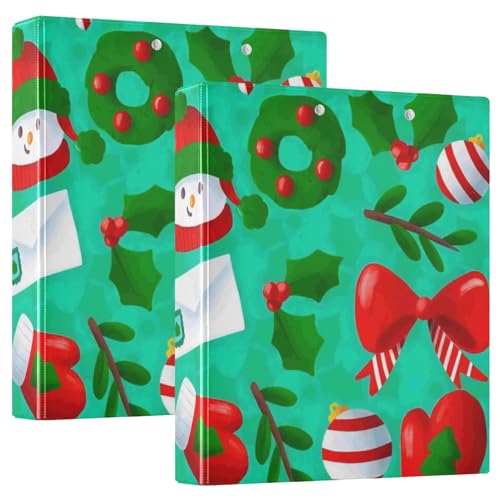 Runde Ringbücher, 3,8 cm, Happy Green, Weihnachtsfeier mit Tascheneinband, 1/2er-Pack, für Briefgröße (27,9 x 21,6 cm), Hardcover, 2 Stück von EtherSpher