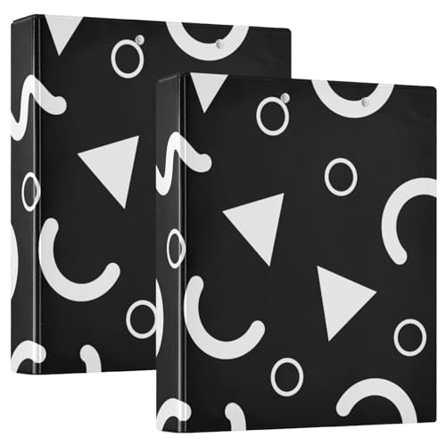 Runde Ringbücher 3,8 cm schwarz und weiß Kunst (26) mit Taschen 1/2 Stück Ordner für Schule Hardcover 2 Stück von EtherSpher