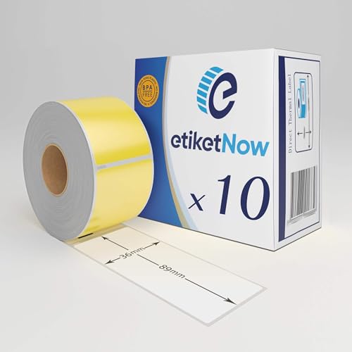 EtiketNow - 10 Rollen - 99012 / S0722400 Kompatible Etiketten, 36 mm x 89 mm, 260 Etiketten, Permanent, Gelb von EtiketNow