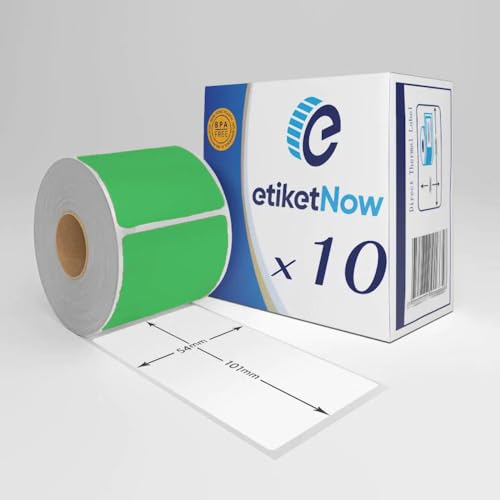 EtiketNow – 10 Rollen – Ersatz für 99014 / S0722430 Etiketten, 54 mm x 101 mm, 220 Etiketten, permanent, grün von EtiketNow