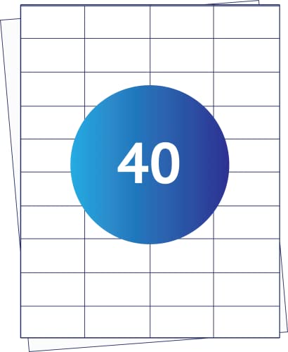 EtiketNow - A4-Blatt, kompatibel mit Herma 4461- und Avery 3657-Vorlagen, 40 Etiketten pro Blatt, 52,5 mm x 29,7 mm, 100 Blatt, dauerhaft, weiß von EtiketNow