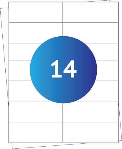 EtiketNow - A4-Blatt, kompatibel mit Herma 4674- und Avery 3477-Vorlagen, 14 Etiketten pro Blatt, 105 mm x 42,3 mm, 100 Blatt, dauerhaft, weiß von EtiketNow