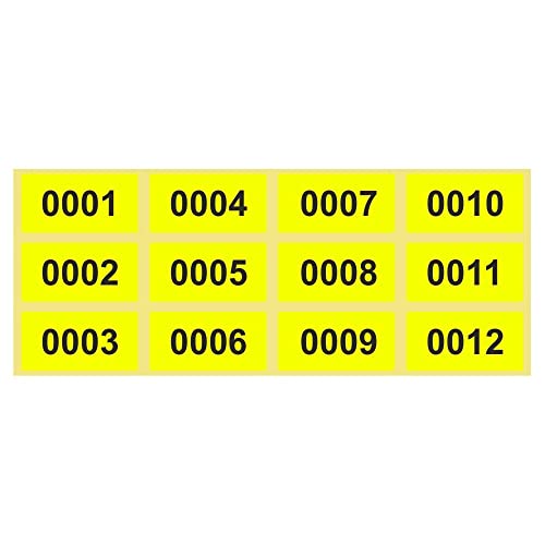 500 Etiketten/Aufkleber auf Rolle - LEUCHTGELB- fortlaufend nummeriert - 28 x 14 mm von simhoa