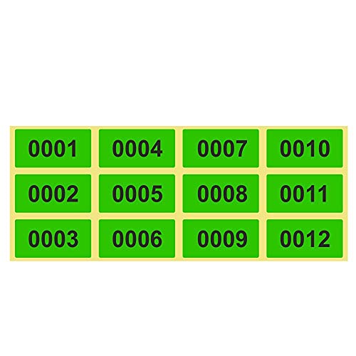 500 Etiketten/Aufkleber auf Rolle - LEUCHTGRÜN- fortlaufend nummeriert - 28 x 14 mm von simhoa