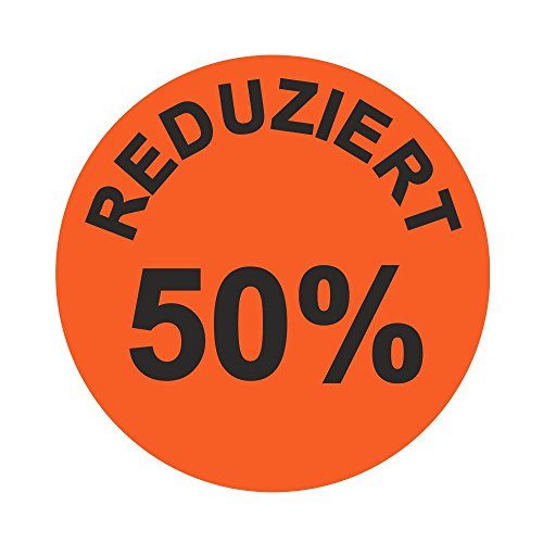 Aktionsetiketten "REDUZIERT 50%" - Durchmesser 30 mm - Leuchtrot - 1.000 Stück (3) von simhoa