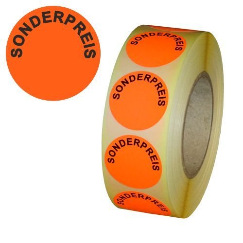 Aktionsetiketten "SONDERPREIS" - Durchmesser 30 mm - Leuchtrot - 1.000 Stück (2) von simhoa