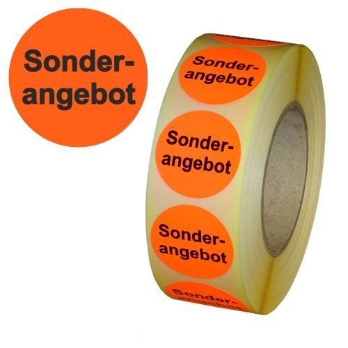 Aktionsetiketten "Sonderangebot" - Durchmesser 30 mm - Leuchtrot - 1.000 Stück (1) von simhoa