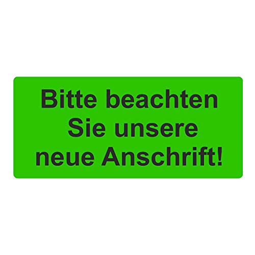 Aufkleber/Etiketten "Bitte beachten Sie unsere neue Anschrift!" auf Rolle - 56 x 25 mm - 1.000 Stück (Leuchtgrün) von simhoa