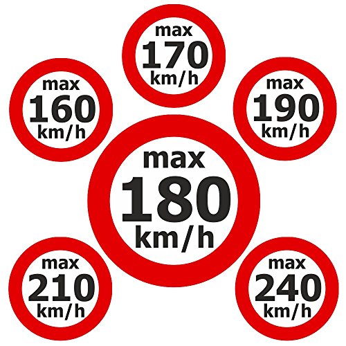 Geschwindigkeitsaufkleber "max. 160-240 km/h" - Set je 6 x 100 Stück von simhoa