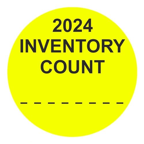 Inventuretiketten, Inventuraufkleber "2024 INVENTORY COUNT" - Durchmesser 50 mm - 1000 Stück (Leuchtgelb) von Etikettenshop-Thon