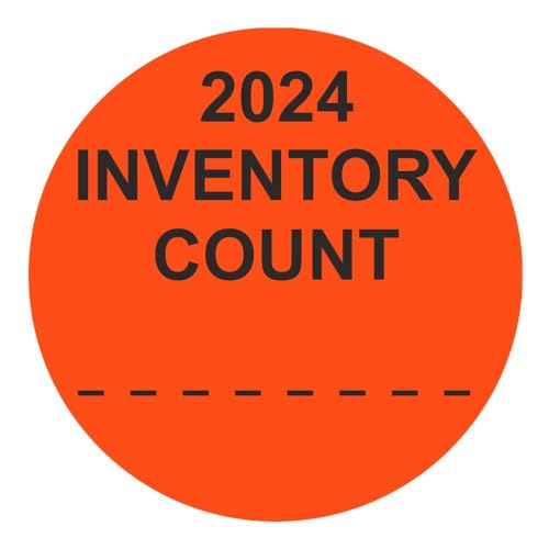 Inventuretiketten, Inventuraufkleber "2024 INVENTORY COUNT" - Durchmesser 50 mm - 1000 Stück (Leuchtrot) von Etikettenshop-Thon