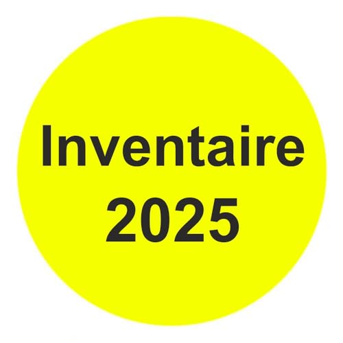 Inventuretiketten, Inventuraufkleber "Inventaire 2025" - Durchmesser 50 mm - 1000 Stück (Leuchtgelb) von Etikettenshop-Thon