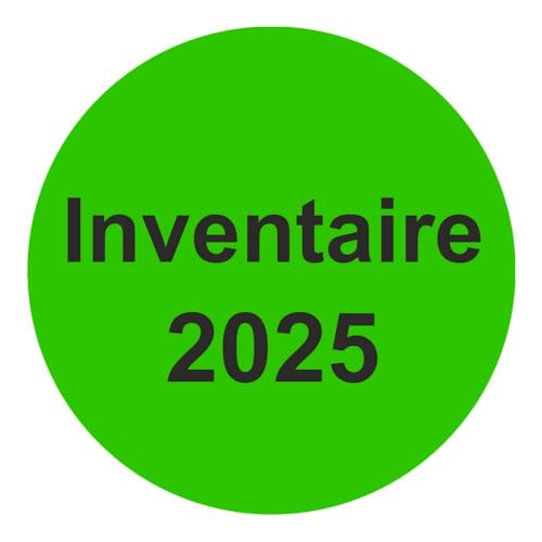 Inventuretiketten, Inventuraufkleber "Inventaire 2025" - Durchmesser 50 mm - 1000 Stück (Leuchtgrün) von Etikettenshop-Thon