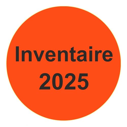 Inventuretiketten, Inventuraufkleber "Inventaire 2025" - Durchmesser 50 mm - 1000 Stück (Leuchtrot) von Etikettenshop-Thon