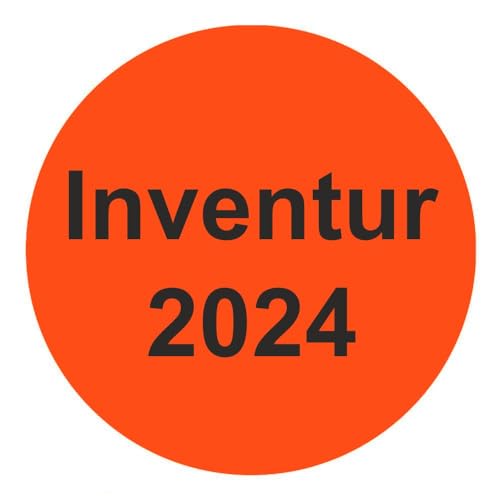 Inventuretiketten, Inventuraufkleber "Inventur 2024" - Durchmesser 50 mm - 1000 Stück - Leuchtrot von Etikettenshop-Thon