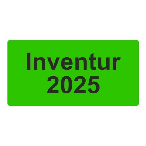 Inventuretiketten, Inventuraufkleber - Inventur 2025-100 x 50 mm - 500 Stück (Leuchtgrün) von Etikettenshop-Thon