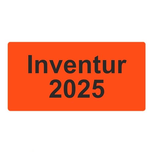 Inventuretiketten, Inventuraufkleber - Inventur 2025-100 x 50 mm - 500 Stück (Leuchtrot) von Etikettenshop-Thon