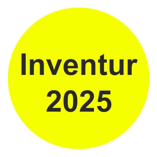 Inventuretiketten, Inventuraufkleber "Inventur 2025" - Durchmesser 50 mm - 1000 Stück (Leuchtgelb) von Etikettenshop-Thon