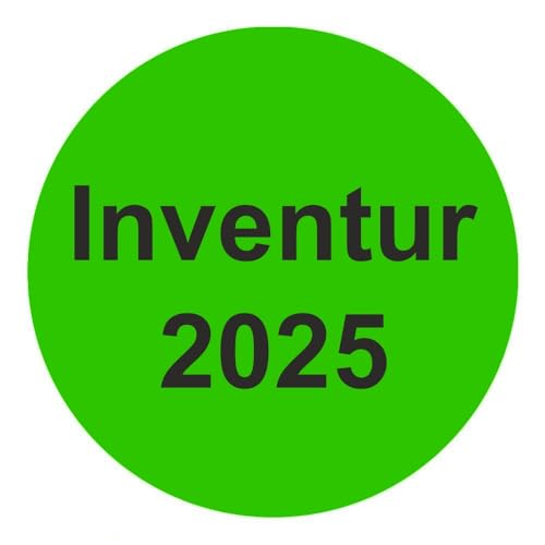 Inventuretiketten, Inventuraufkleber "Inventur 2025" - Durchmesser 50 mm - 1000 Stück (Leuchtgrün) von Etikettenshop-Thon