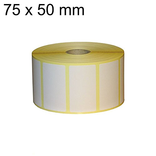 Thermo Etiketten auf Rolle - 75 x 50 - mm - 7.500 Stück - Hülse 25 mm - permanent haftend von Etikettenshop Thon