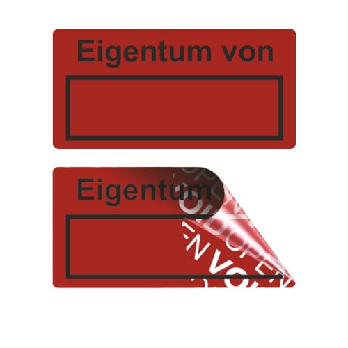 VOID OPEN Siegel - rückstandsfreie Sicherheitsetiketten "Eigentum von" auf Rolle - 40 x 20 mm - rot (500) von Etikettenshop-Thon