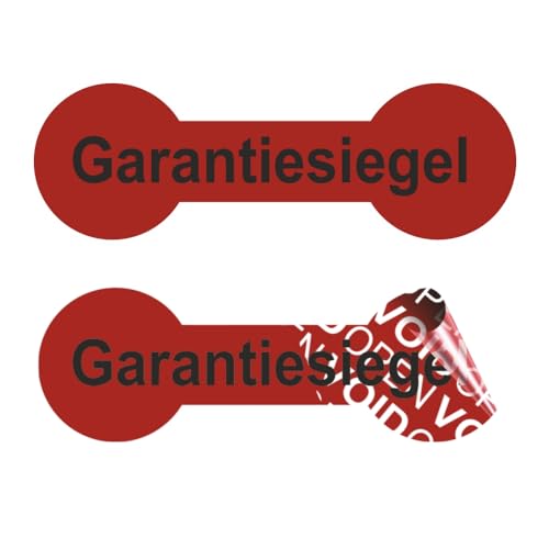 VOID OPEN Siegel - rückstandsfreie Sicherheitsetiketten "GARANTIESIEGEL" auf Rolle - 60 x 20 mm Knochenform - rot (100) von Etikettenshop-Thon