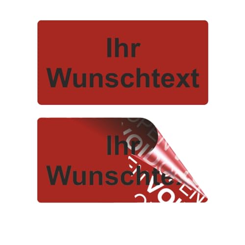 VOID OPEN Siegel - rückstandsfreie Sicherheitsetiketten "IHR WUNSCHTEXT" auf Rolle - 40 x 20 mm - rot (100) von Etikettenshop-Thon