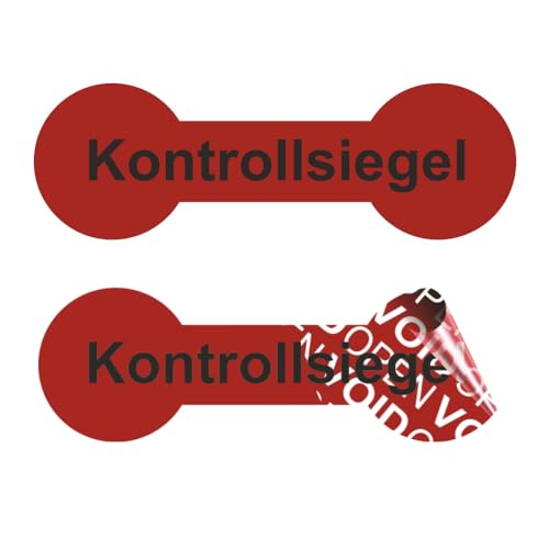 VOID OPEN Siegel - rückstandsfreie Sicherheitsetiketten "Kontrollsiegel" auf Rolle - 60 x 20 mm Knochenform - rot (500) von Etikettenshop-Thon