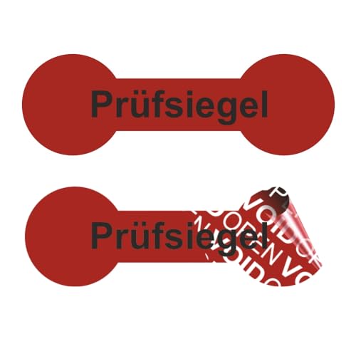 VOID OPEN Siegel - rückstandsfreie Sicherheitsetiketten "Prüfsiegel" auf Rolle - 60 x 20 mm Knochenform - rot (100) von Etikettenshop-Thon