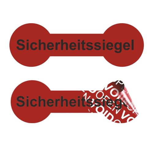 VOID OPEN Siegel - rückstandsfreie Sicherheitsetiketten "Sicherheitssiegel" auf Rolle - 60 x 20 mm Knochenform - rot (1000) von Etikettenshop-Thon