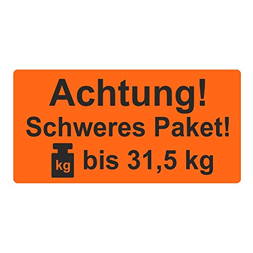 Warnetiketten/Versandaufkleber "Achtung! Schweres Paket! bis 31,5 kg" auf Rolle - 30 x 62 mm - 1.000 Stück von simhoa