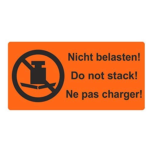 Warnetiketten/Versandaufkleber "Nicht belasten! Do not stack! Ne pas charger!" auf Rolle - 100 x 50 mm - 500 Stück von simhoa